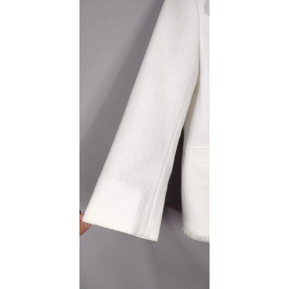 Kasper Women's Tweed One-Button Fringe Blazer White Size 6 NWT - Picture 7 of 15